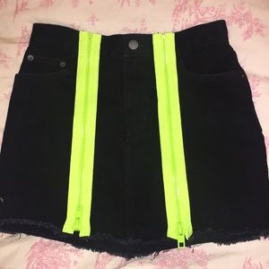 Black and Green jean skirt.